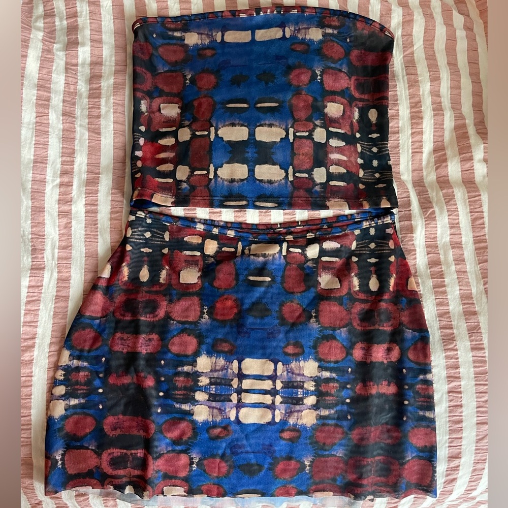 Valentina Set: Blue and Red Strapless 2 Piece Set